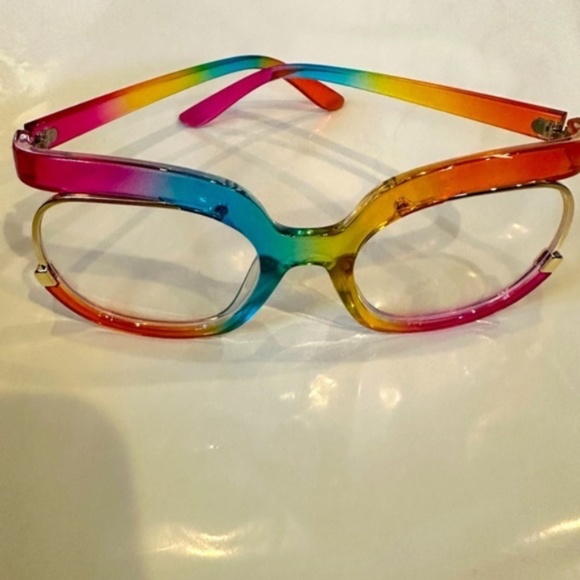 New Women Oversize Frame Rainbow Glasses Blue Light Blocking - Picture 15 of 16